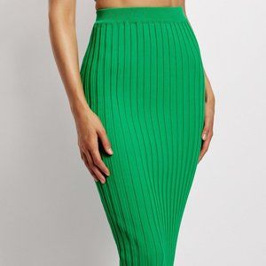 Meshki Crystal Ribbed Midaxi Skirt - Green